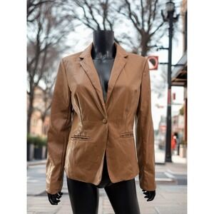 Roxanne Couture Faux Leather Blazer‎ Brown NWT Sold at Anthropologie Size M